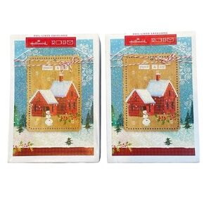 Hallmark Christmas Cards 22 Cards & 25 Envelopes Peace & Joy Glittery